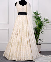 White Color Georgette Sequins Work Lehenga Choli